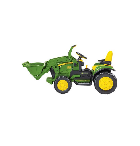 „John Deere“ traktorius su žemės krautuvu